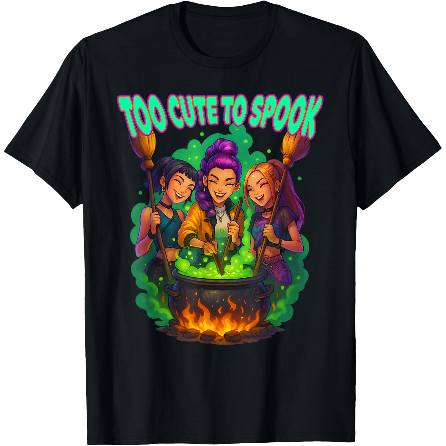 Wickedly Cute Witch Design - Funny Cartoon Magical Halloween T-Shirt