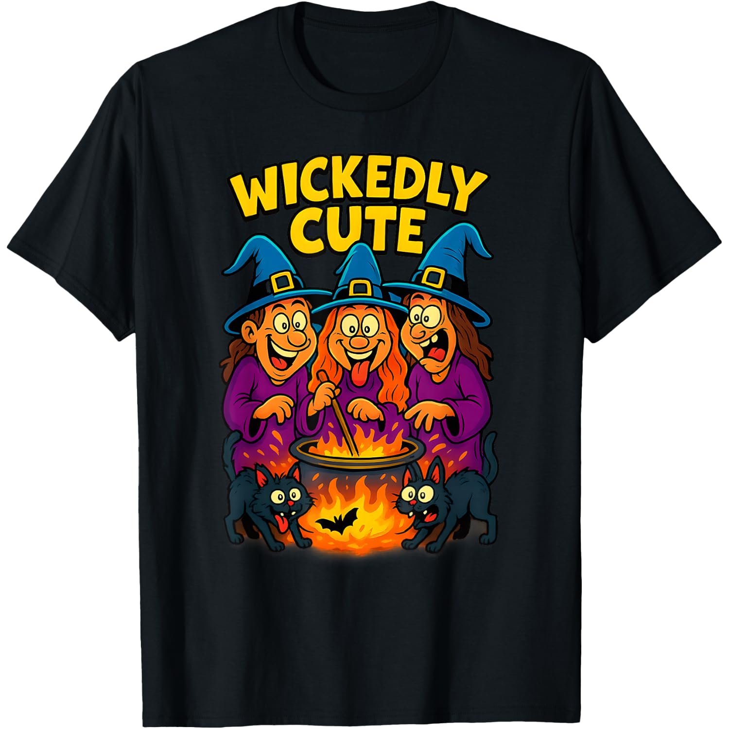 Wickedly Cute Witch Design - Funny Magical Halloween Graphic T-Shirt