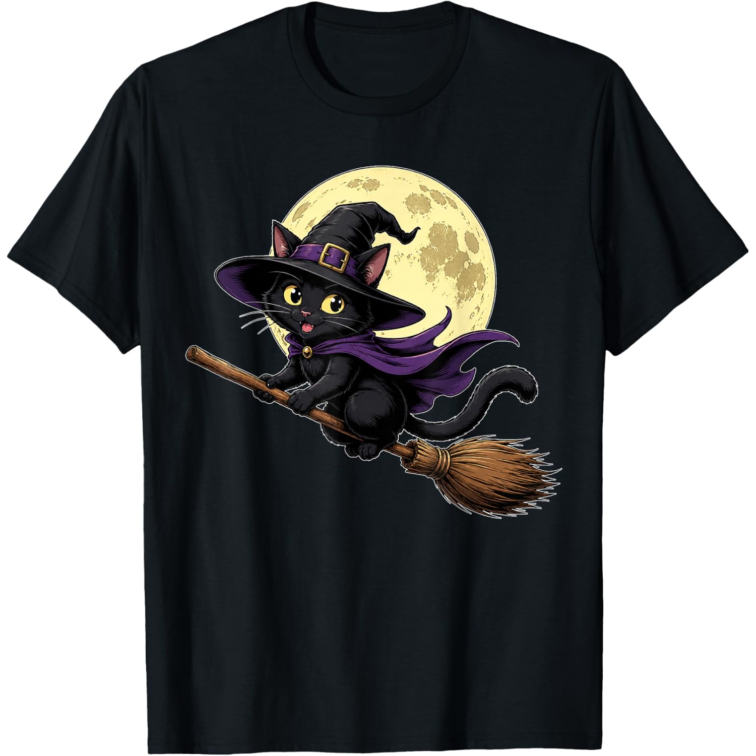 Witch Cat Wizard Kitten Cute Costume Funny Halloween Graphic T-Shirt