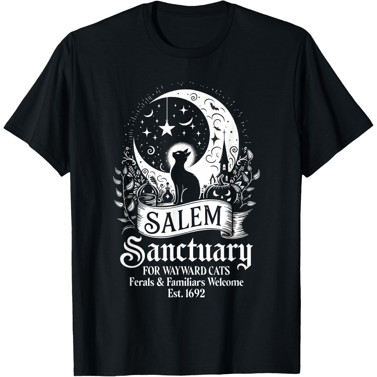Witch Salem Sanctuary For Wayward Cats Halloween T-Shirt
