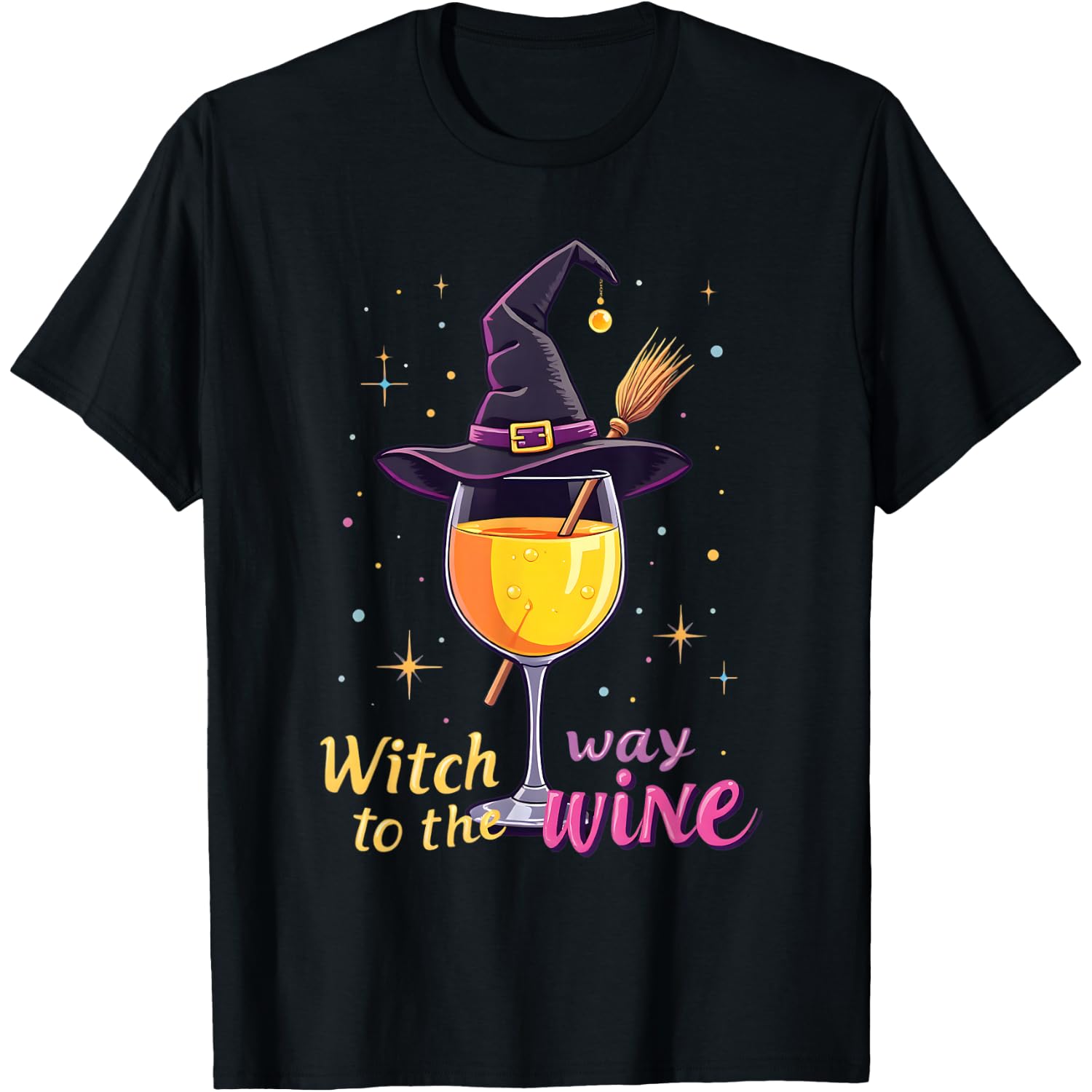 Witch To The Way Wine Halloween Fun T-Shirt