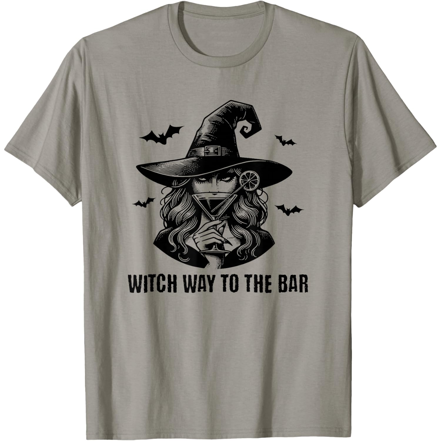 Witch Way to The Bar Funny Martini Cocktail Halloween Boozy T-Shirt