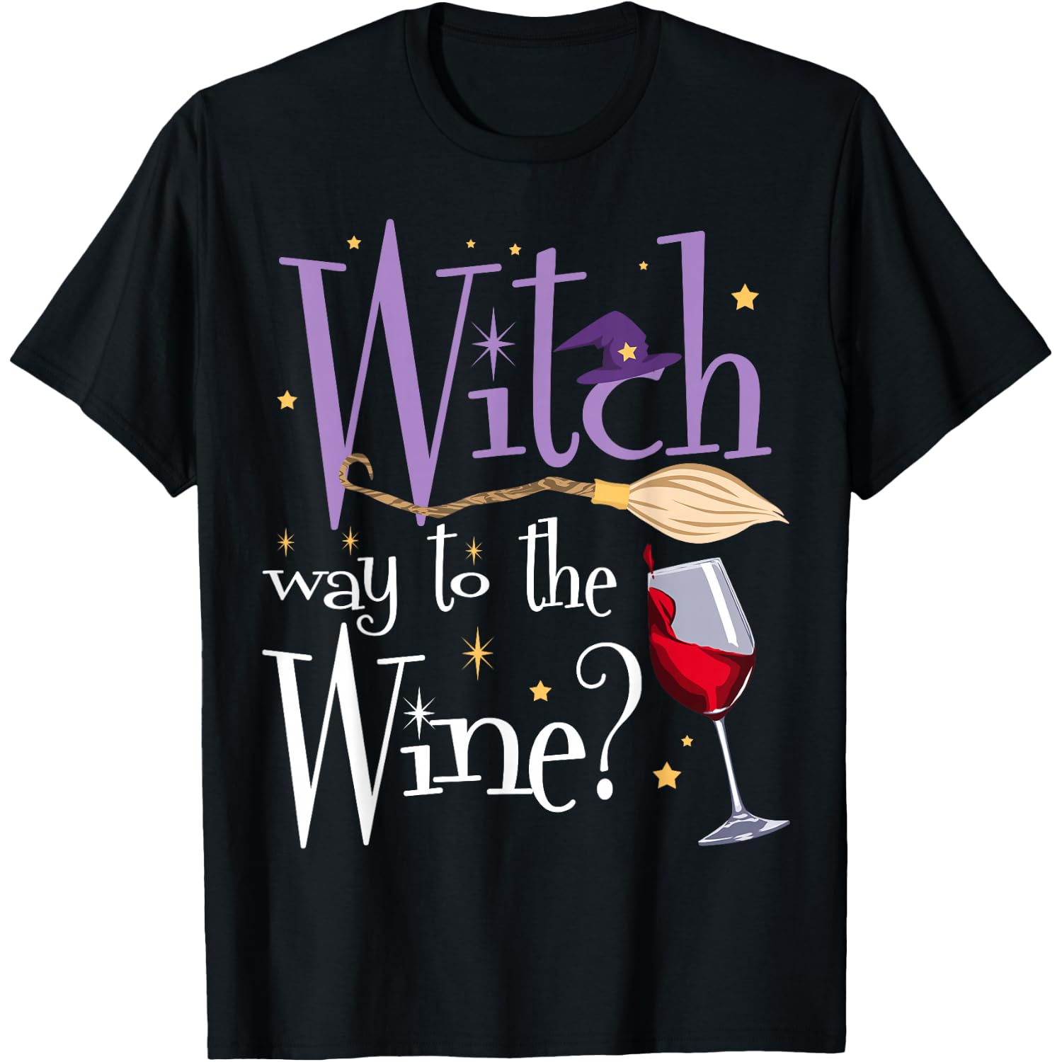 Witch Way to The Wine Halloween Drinking for Wiccan Witches T-Shirt