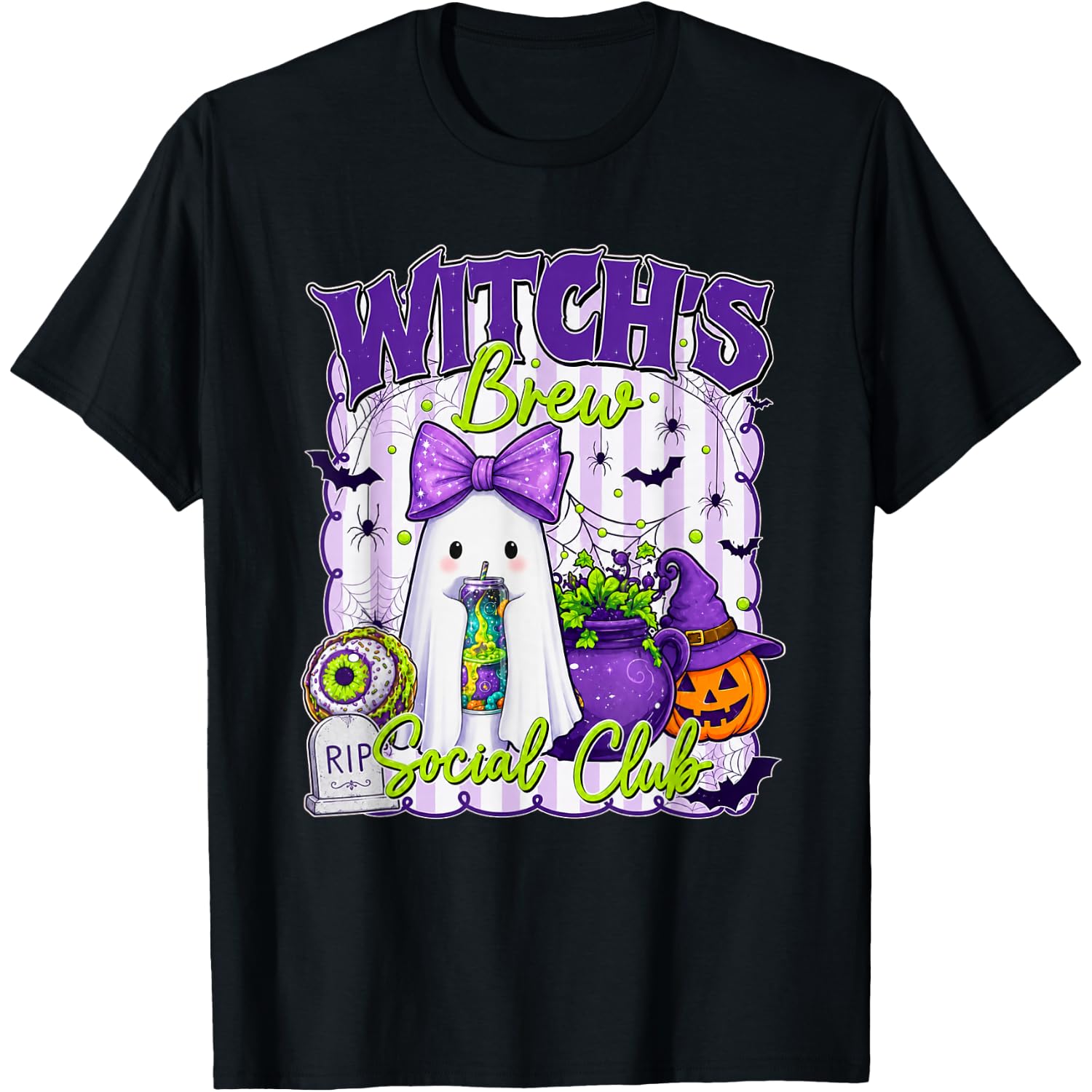 Witchs Brew Social Club Cute Ghost Halloween T-Shirt