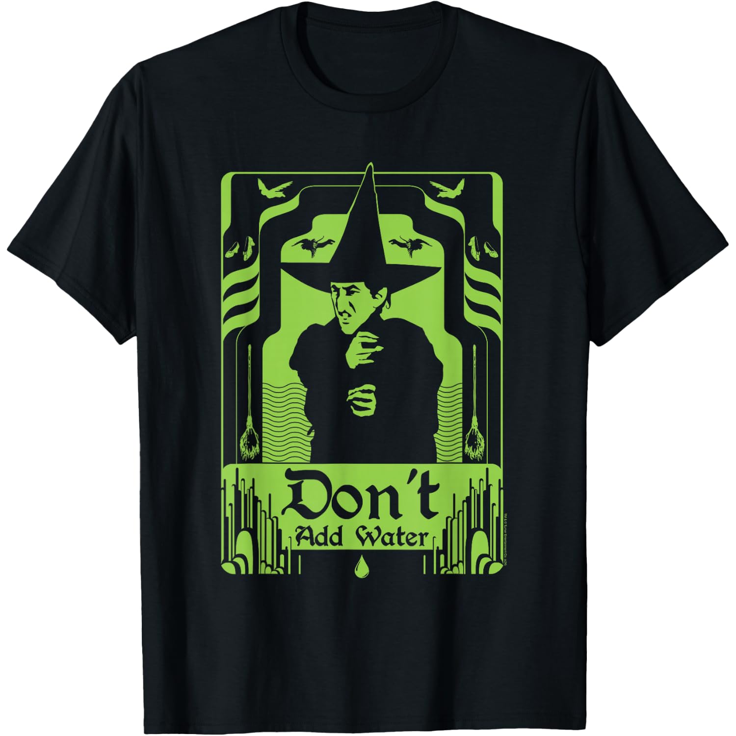 Wizard of Oz T-Shirt: Wicked Witch 'Don't Add Water' - Black, Unisex-Adults, Small, Long Sleeve