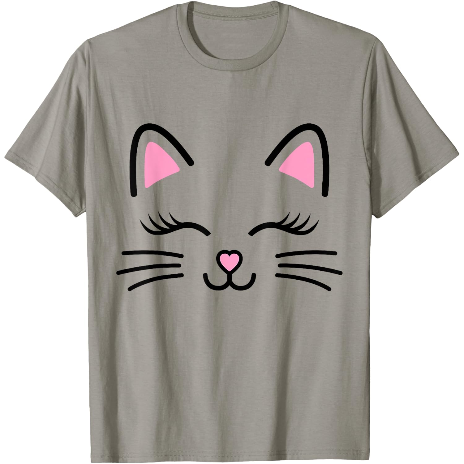 Women's Cat Face Whiskers Print Cosplay Kitty Love Halloween T-Shirt Small
