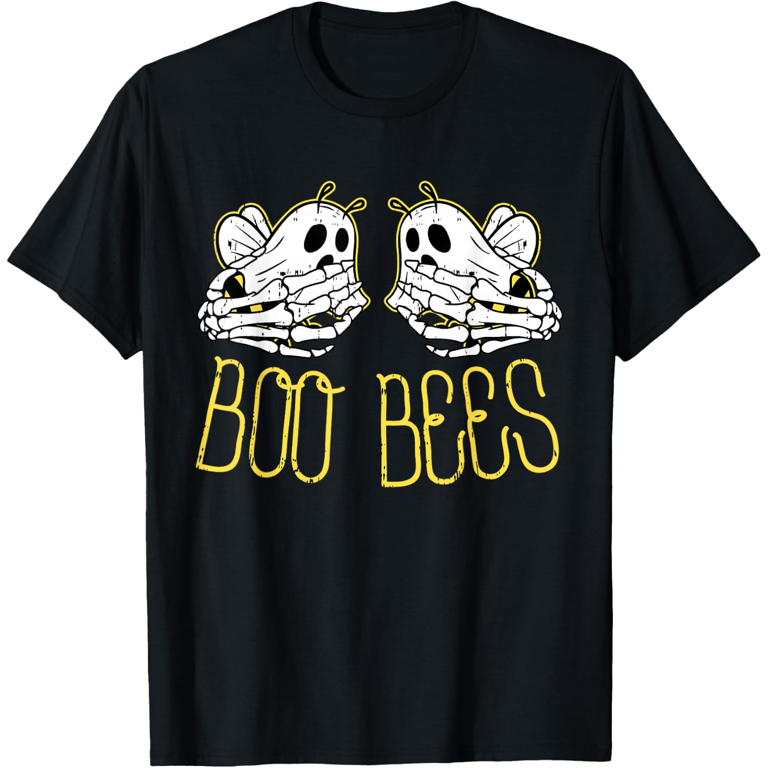 Womens Boo Bees Skeleton Hand Funny Halloween Couple Costume T-Shirt