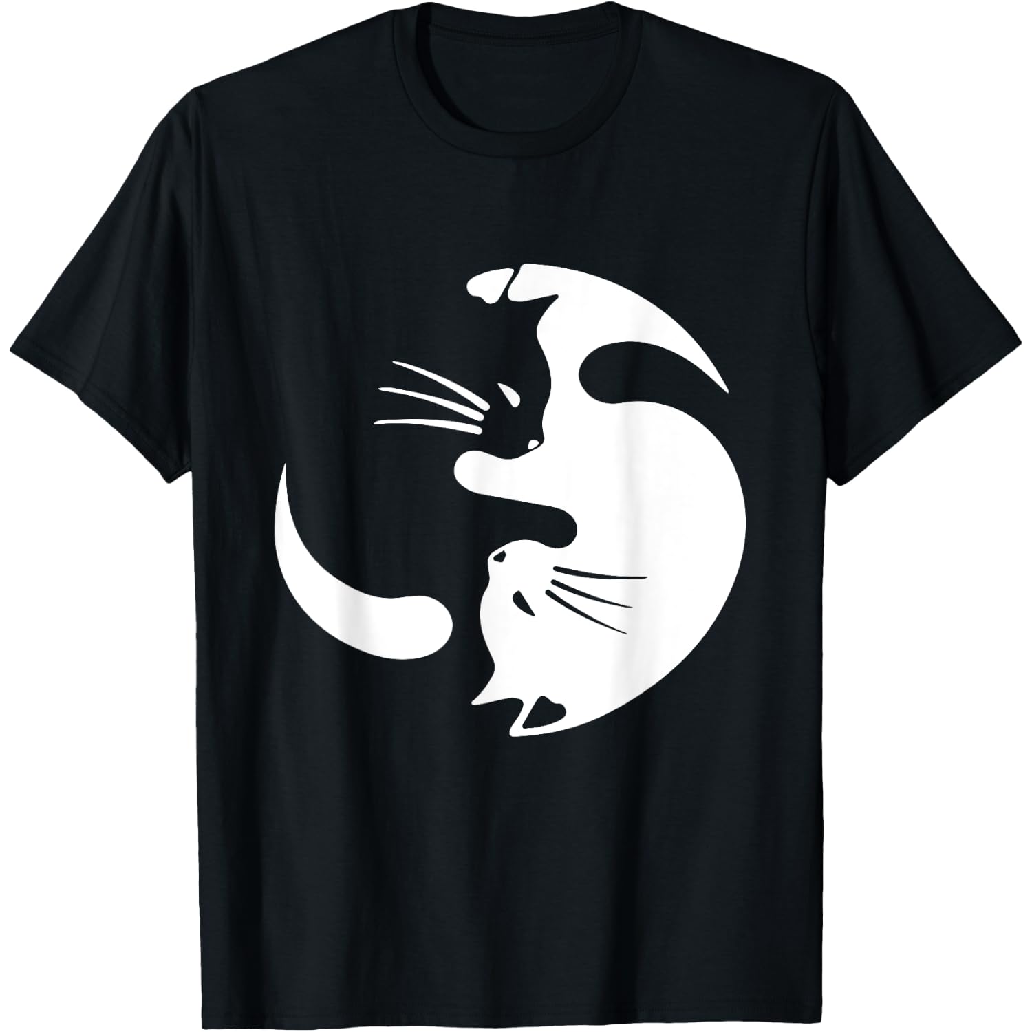 Yin Yang Cat Symbol Cute Black and White Cat Kitty Halloween T-Shirt