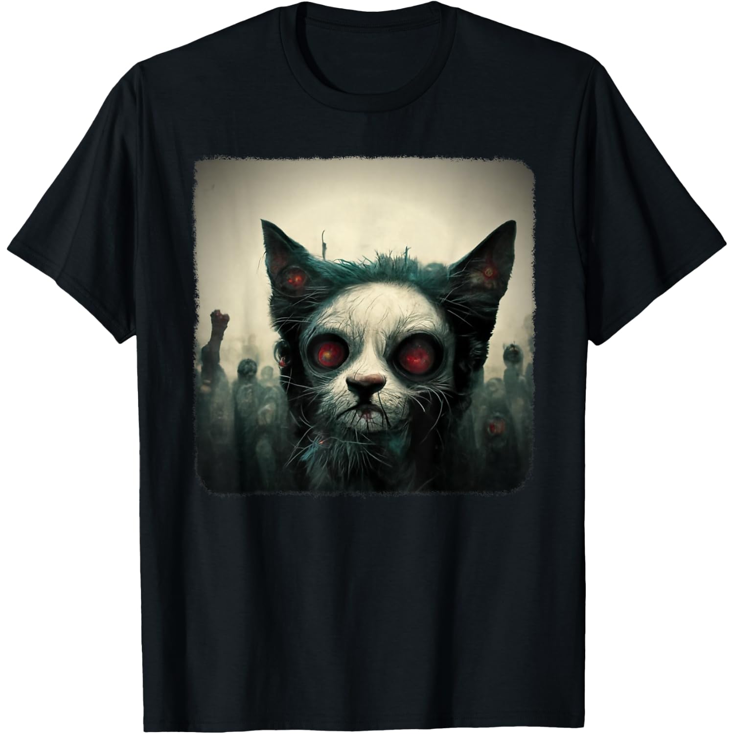 Zombie Cat Shirt Aesthetic Evil Scary Horror Halloween T-Shirt