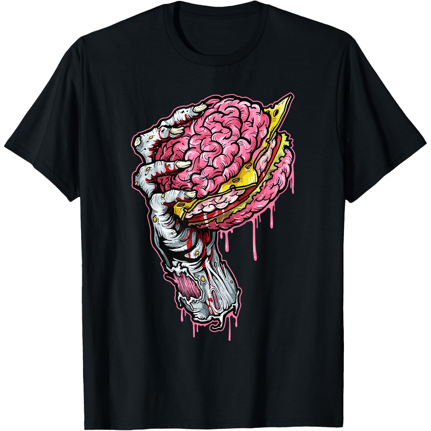Zombie Dead Brain Hamburger Halloween Horror Humor T-Shirt
