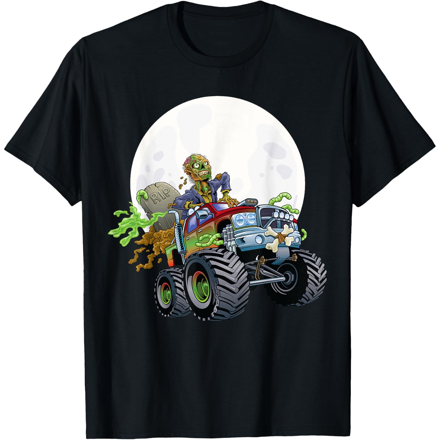 Zombie Monster Truck Funny Creepy Halloween Scary Kids T-Shirt