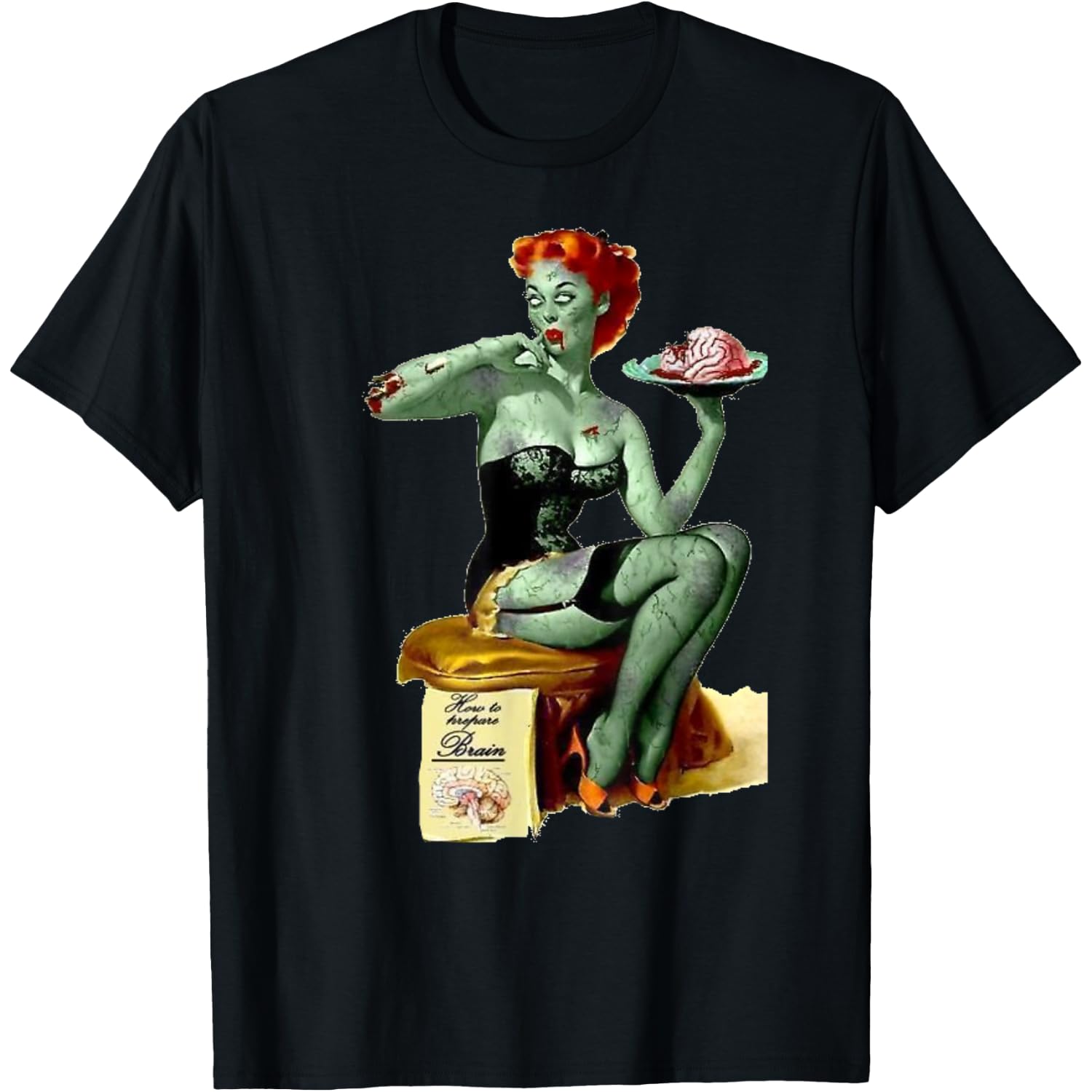 Zombie Pin Up Girl Halloween T-Shirt T-Shirt