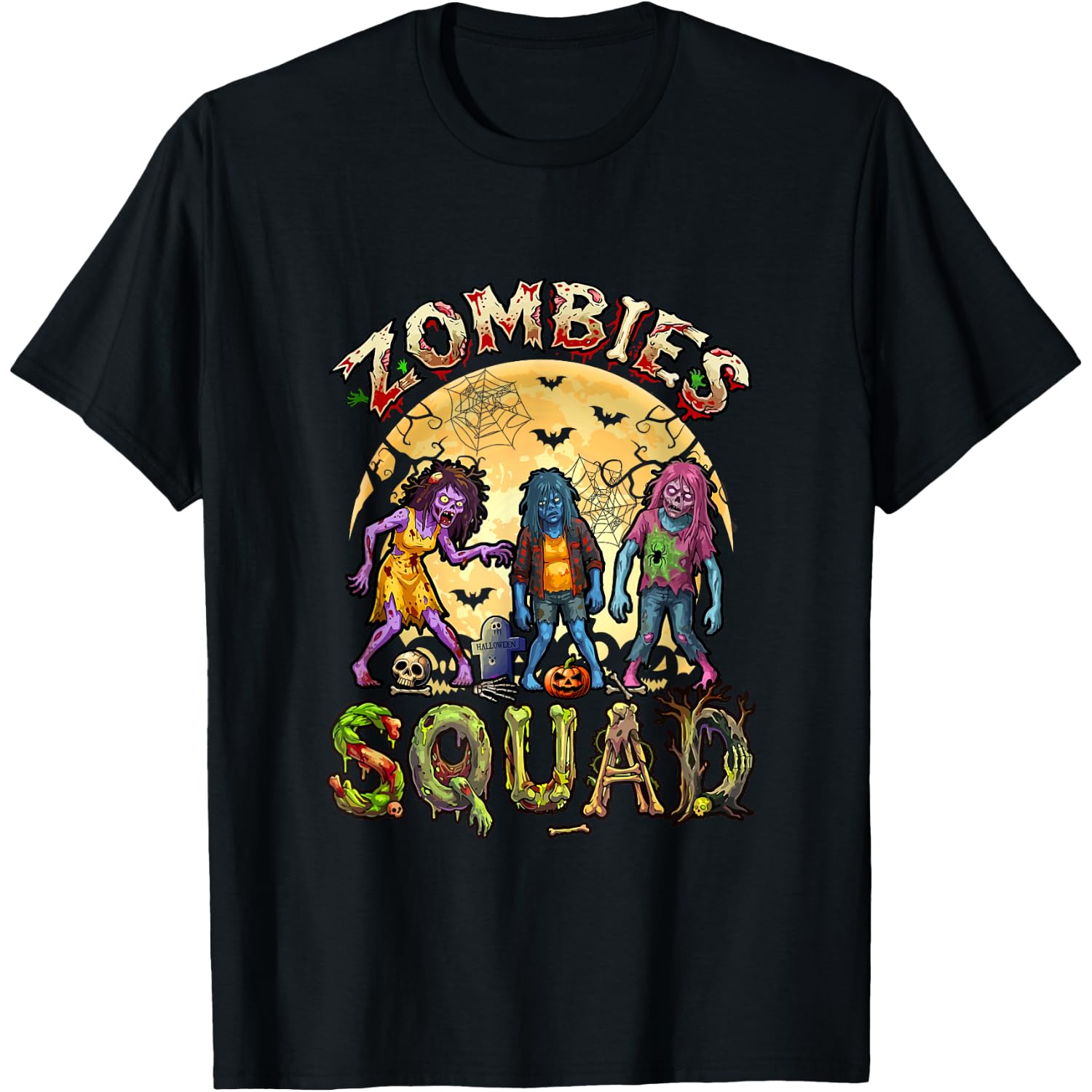 Zombies Squad Halloween Three Horror Zombies Women Girls T-Shirt